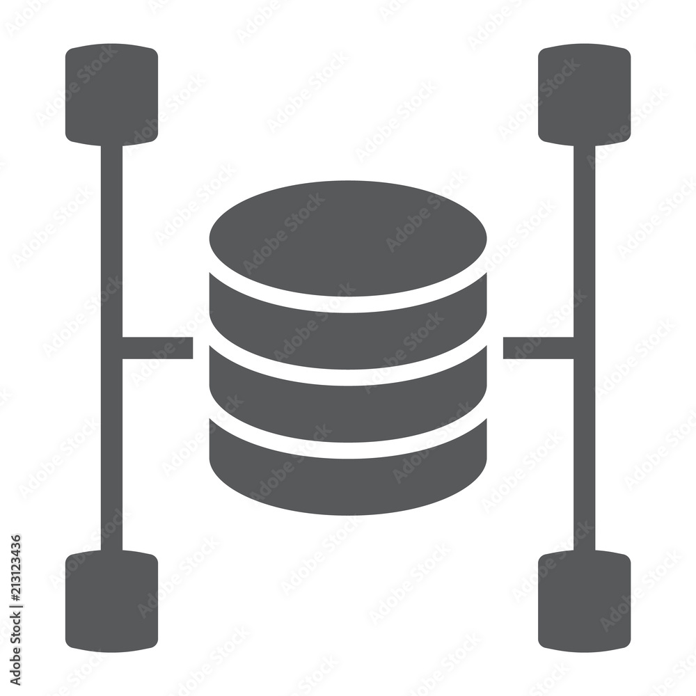 Poster data warehouse glyph icon, data and analytics, database sign, vector graphics, a solid pattern on a 