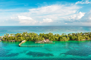 Turquoise sea water cloudy blue sky Nature landscape Caribbean sea