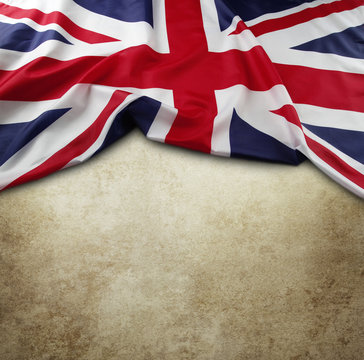 Union Jack flag on brown background
