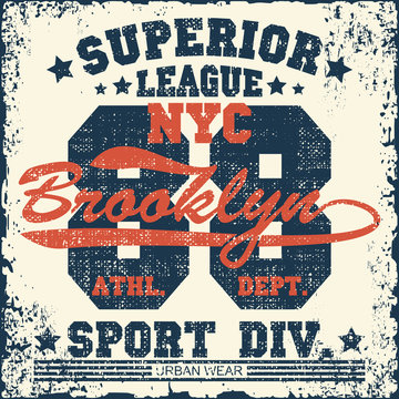 New York Sport wear typography emblem, t-shirt stamp graphics, vintage tee print, athletic apparel design graphic print -