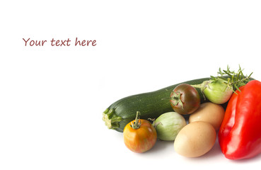 Fresh summer vegetables and eggs