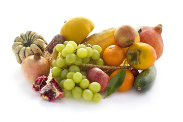 Naklejka na ściany i meble Autumn vegetable and fruits isolated on white