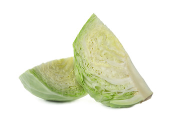 Pieces of cabbage on white background. Healthy food