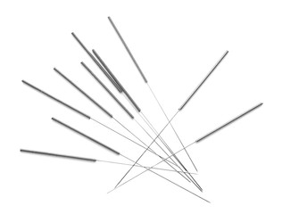 Needles for acupuncture on white background