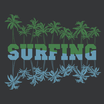 Surf typography, t-shirt graphics, s.