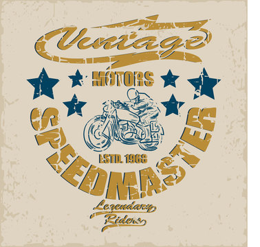 Motorcycle Emblem.Vintage typography design for biker club, For t-shirt or other uses.