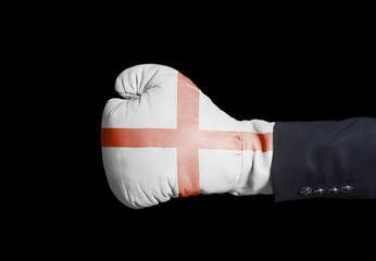 Male hand in Boxing glove with english flag