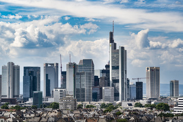 Frankfurt am Main, Skyline, Deutschland, Banken, Commerzbank, Skyskraper, City, Wolken, Business