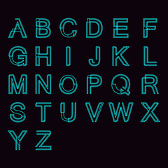 Modern linear typographic alphabet
