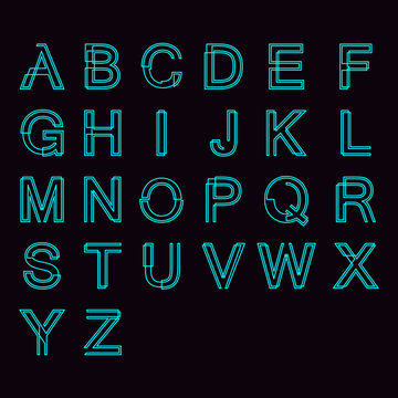 Modern linear typographic alphabet