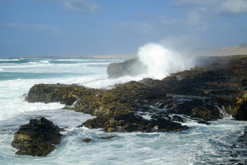 Strong waves on Fuerteventura, Spain.