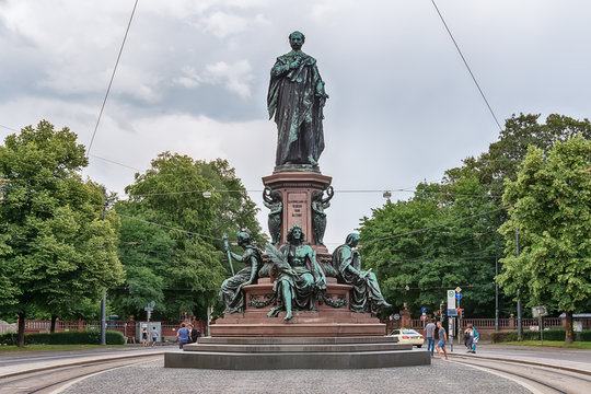 Munich, Germany - June 09, 2018: Maxmonument (1875), statue of Maximillian II, Munich, Germany.