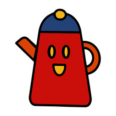Tea pot cartoon illustration isolated on white background for children color book