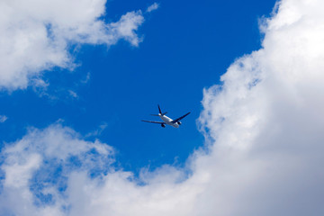 Fototapeta na wymiar 雲の間を飛ぶ飛行機