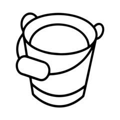 Cute bucket cartoon illustration isolated on white background for children color book
