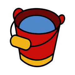 Cute bucket cartoon illustration isolated on white background for children color book