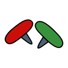 Thumbtack cartoon illustration isolated on white background for children color book