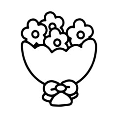 Bouquet cartoon illustration isolated on white background for children color book