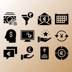 Get money, invoice and head related premium icon set