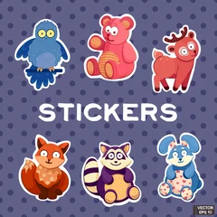 Fotobehang Set of cute stickers animal © Владимир Шерстнев