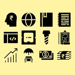 Notebook, worldwide and plan related premium icon set