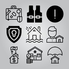 Simple 9 icon set of insurance related [iconsRandom:4] vector icons. Collection Illustration