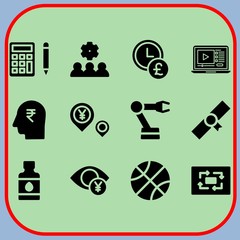 Fototapeta premium Simple 12 icon set of business related vision, lecture, pin and diploma vector icons. Collection Illustration