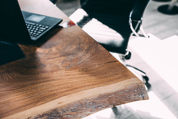 office table from the solid of an oak. luxury boss workplace