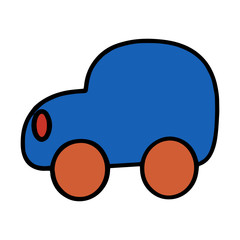 Cute cartoon car on white background for children’s prints, t-shirt and funny and friendly character for kids