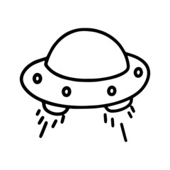 UFO cartoon illustration isolated on white background for children color book