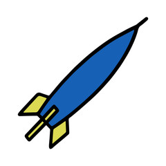 Rocket cartoon illustration isolated on white background for children color book