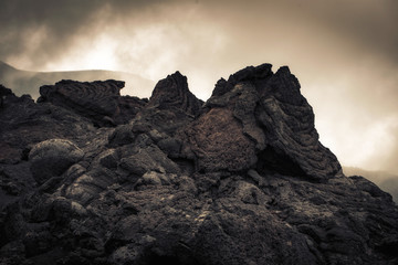 Ätna Vulkan Landschaft auf Sizilien im Hochsommer