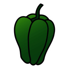 Green bell pepper cartoon illustration isolated on white background for children color book