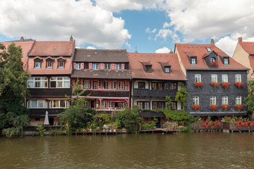 Fototapeta na wymiar romantische bayerische Stadt Bamberg in Oberfranken mit romantischen Häusern