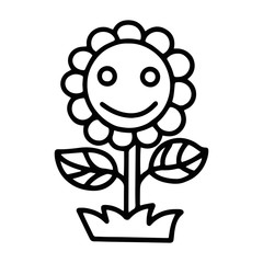 Sunflower cartoon illustration isolated on white background for children color book