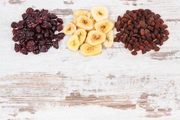 Ingredients or products as source carbohydrates, vitamins and dietary fiber, copy space for text or inscription