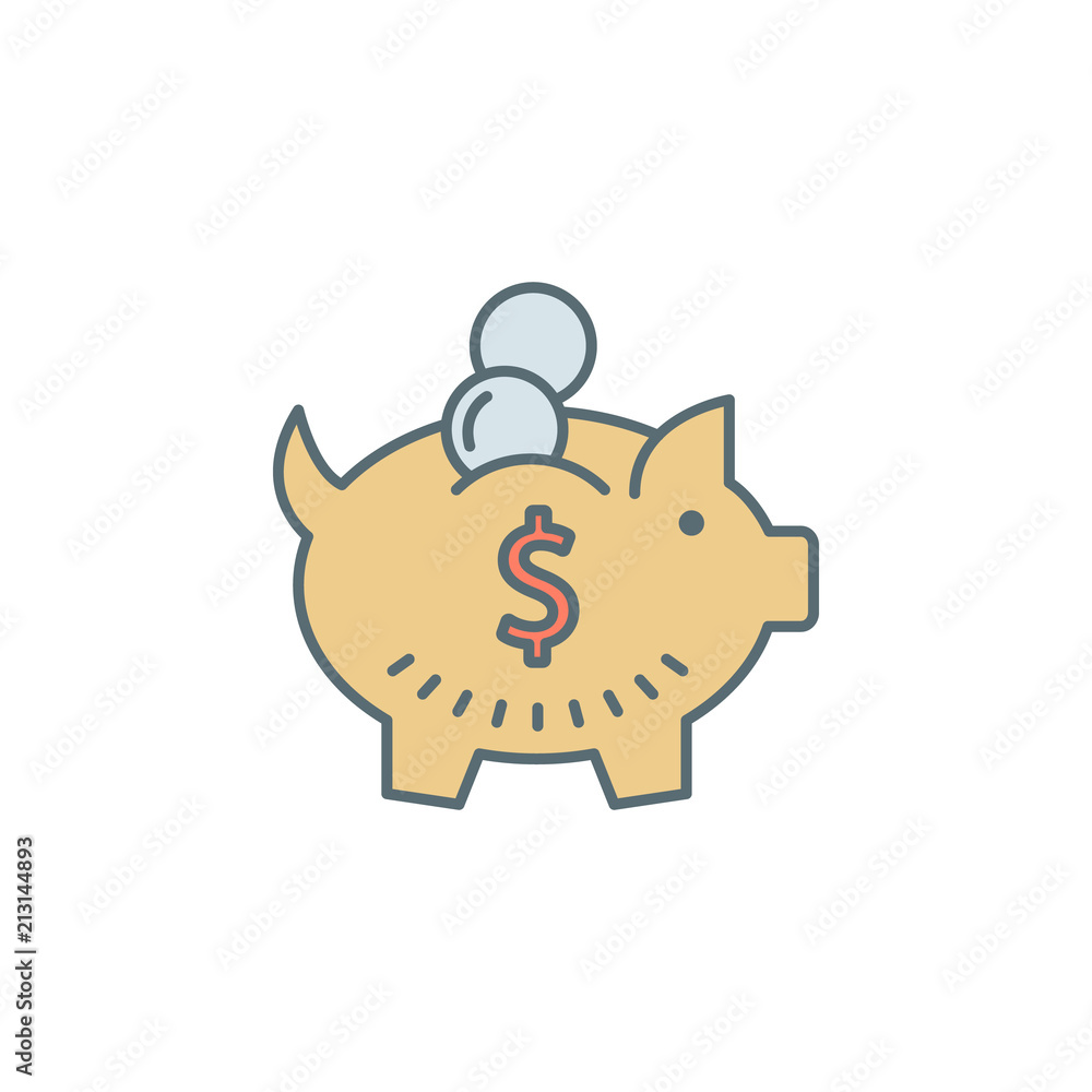 Poster piggy bank dusk style line icon. element of banking icon for mobile concept and web apps. dusk style
