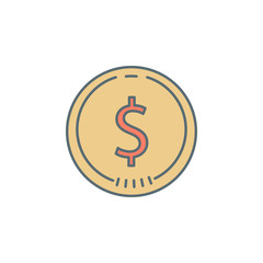 coin cent dusk style line icon. Element of banking icon for mobile concept and web apps. Dusk style coin cent icon can be used for web and mobile