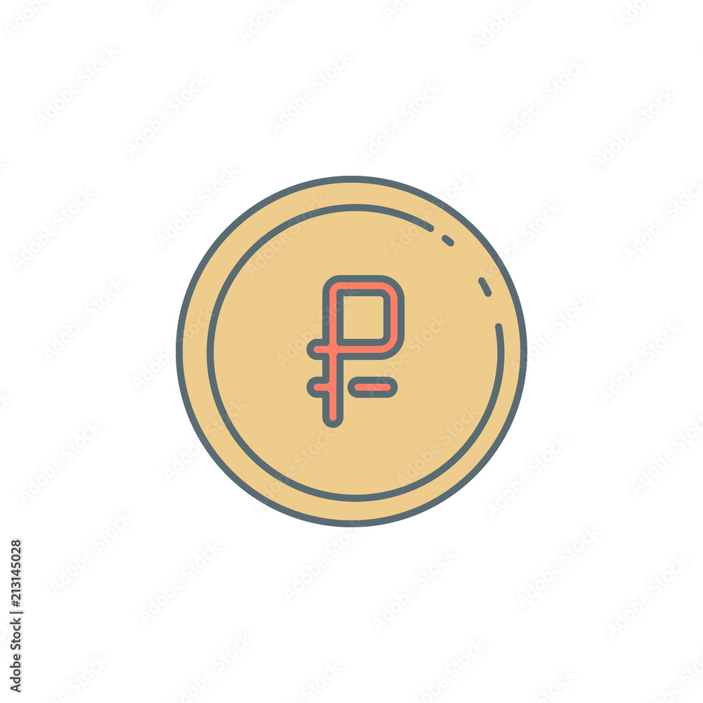 Poster ruble coin dusk style line icon. element of banking icon for mobile concept and web apps. dusk style