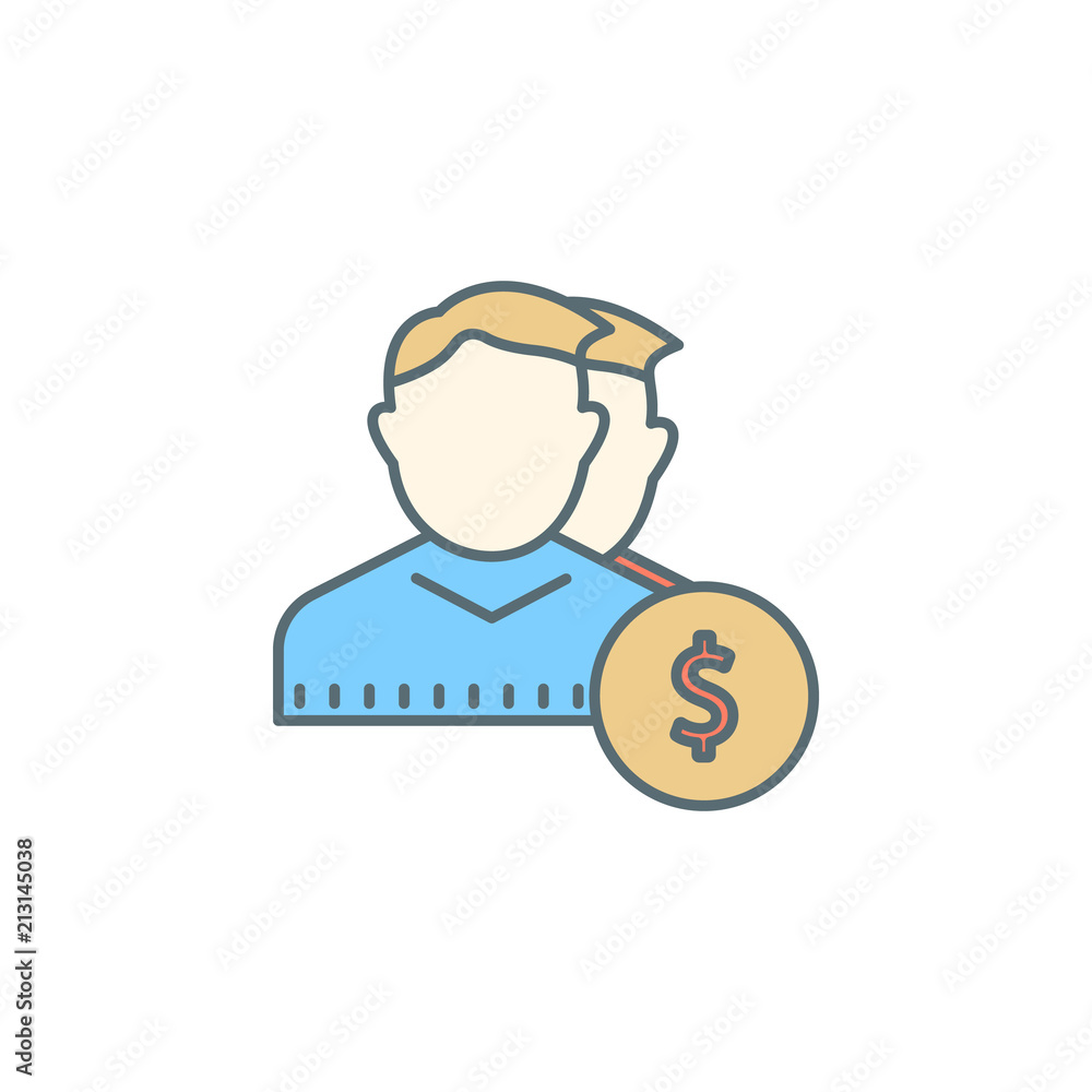 Poster users in dollars dusk style line icon. element of banking icon for mobile concept and web apps. dusk