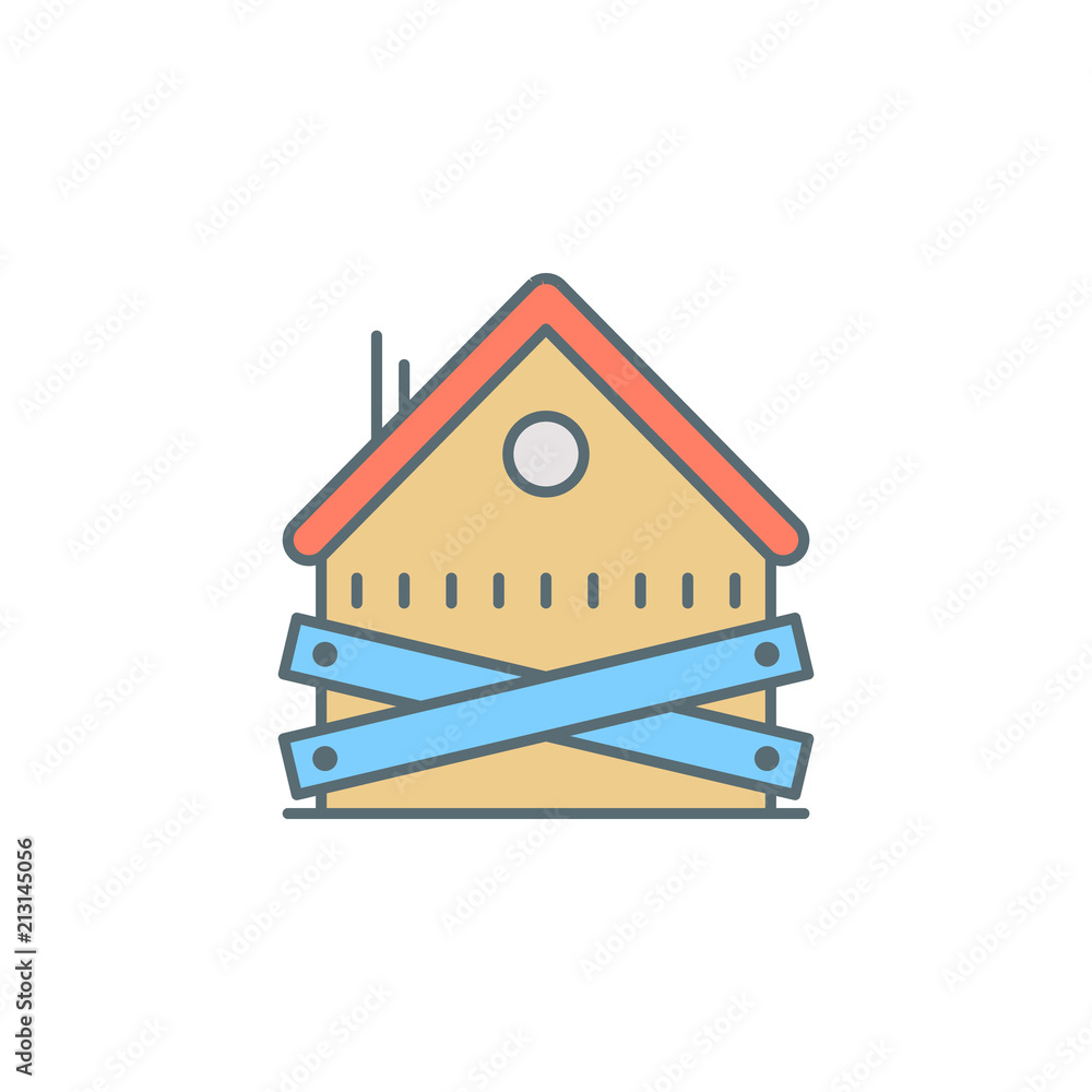 Poster abandoned house dusk style line icon. element of banking icon for mobile concept and web apps. dusk 