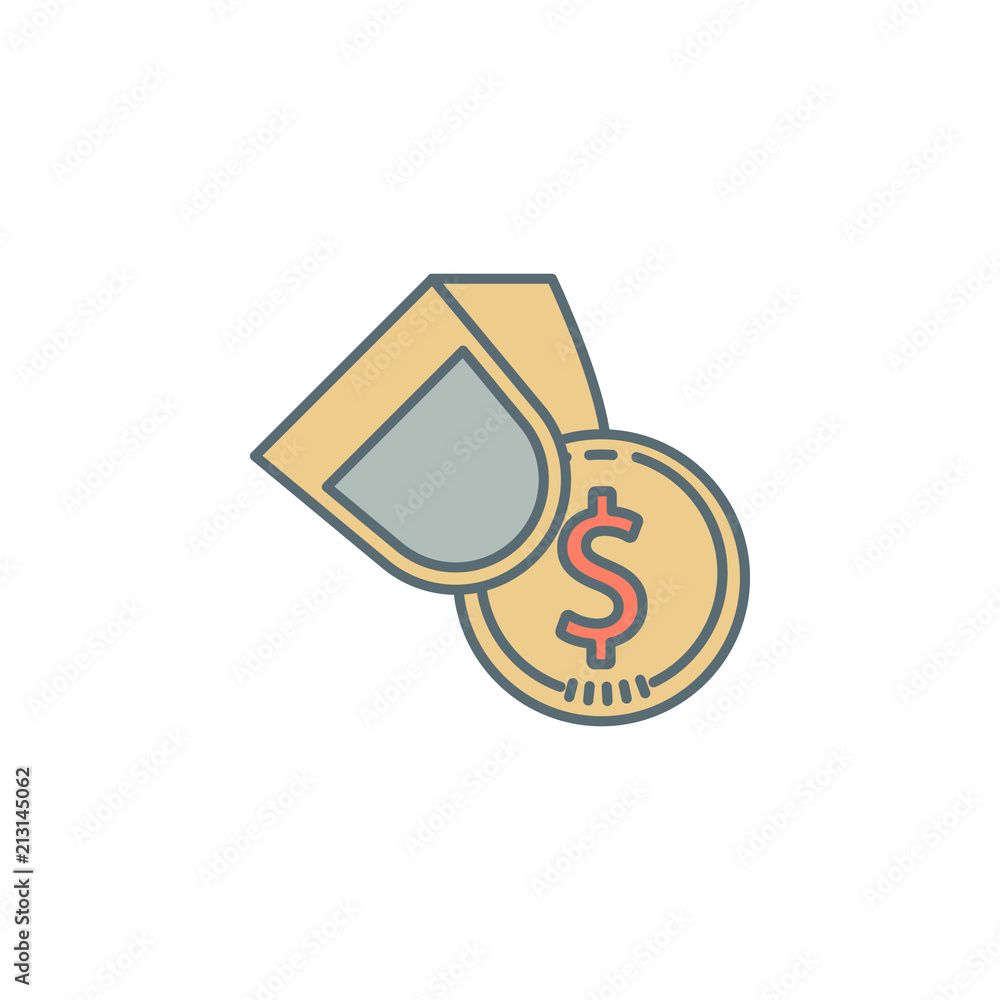 Poster fingers hold coin dusk style line icon. element of banking icon for mobile concept and web apps. dus