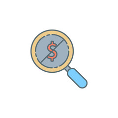 money search dusk style line icon. Element of banking icon for mobile concept and web apps. Dusk style money search icon can be used for web and mobile
