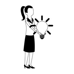 Woman with bulb symbol vector illustration graphic design