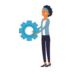 Woman with gear symbol vector illustration graphic design