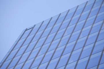 blue glass windows of building