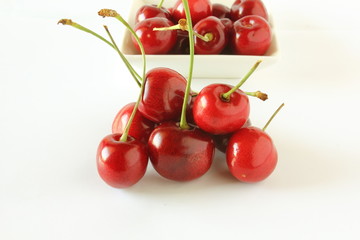 fresh cherry fruit in white background