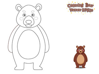 Coloring the Cute Cartoon Bear. Educational Game for Kids. Vector illustration.
