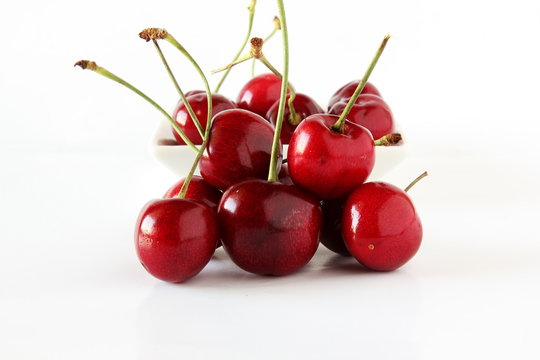 fresh cherry fruit in white background