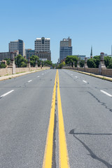 Skyline of Harrisburg Pennsylvania from City Island from accross the Susquehanna River